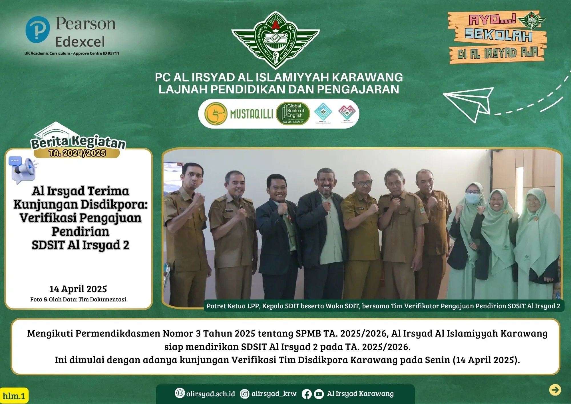 Al Irsyad Terima Kunjungan Disdikpora: Verifikasi Pengajuan Pendirian SDSIT Al Irsyad 2