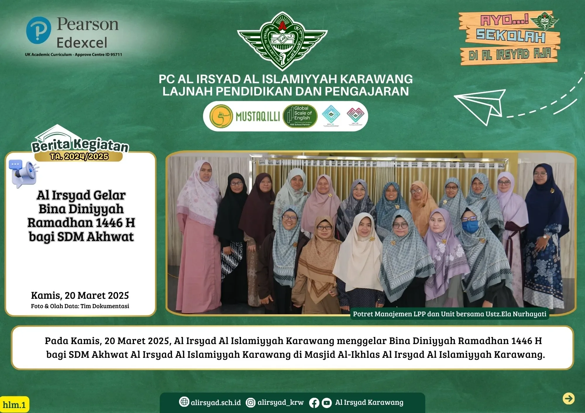 Al Irsyad Gelar Bina Diniyyah Ramadhan 1446 H bagi SDM Akhwat