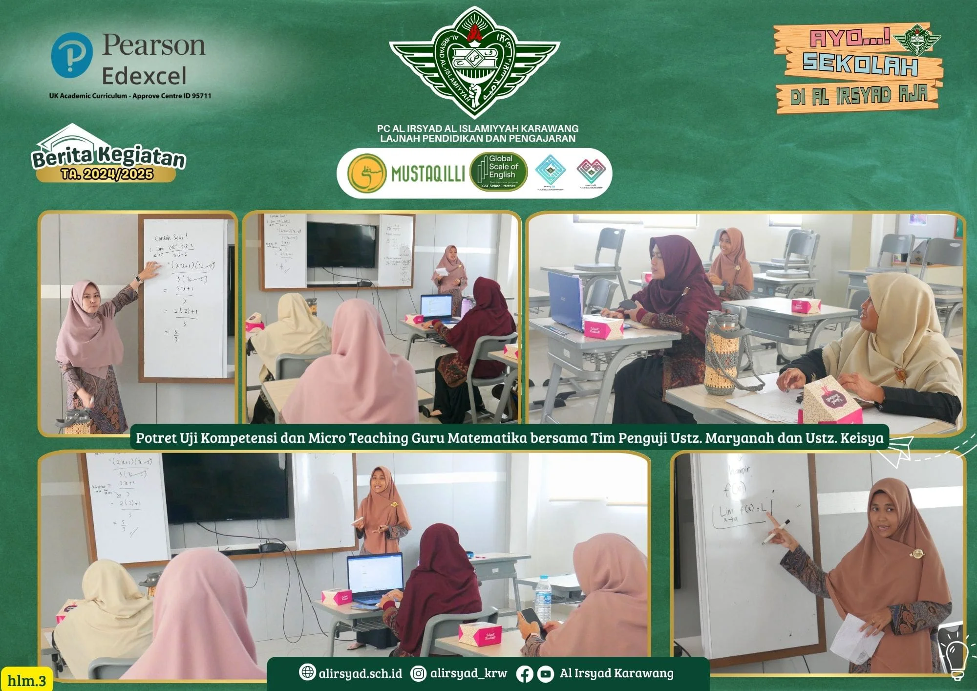 Tingkatkan Kualitas Guru Matematika, Al Irsyad Karawang Gelar Uji Kompetensi dan Micro Teaching 2025